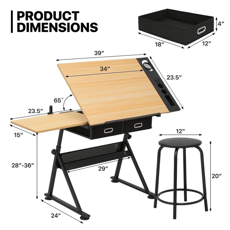 Office Furniture Brand - Adjustable Height Drawing Table for Painting,